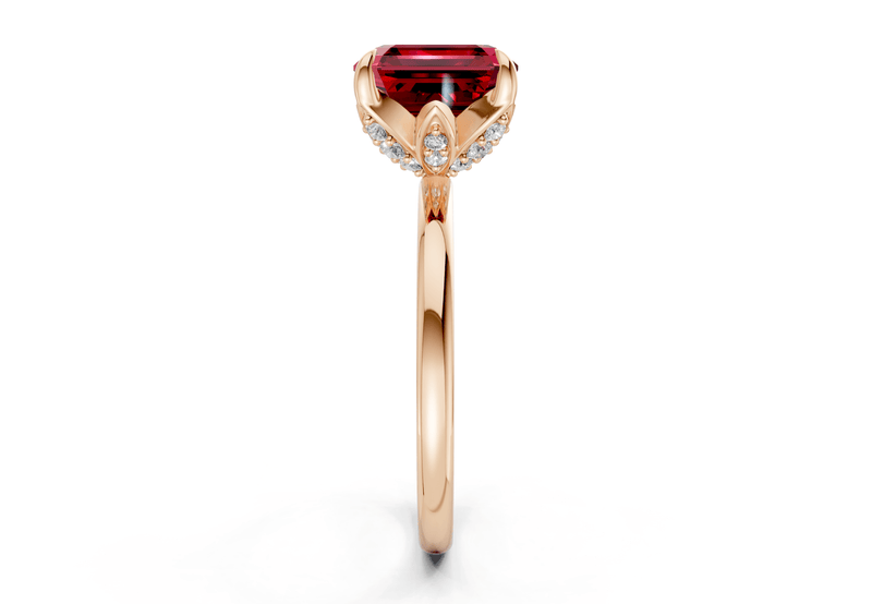 Skye Ruby Gemstone Solitaire Asscher Cut 1.8mm Engagement Ring - Ring Premier