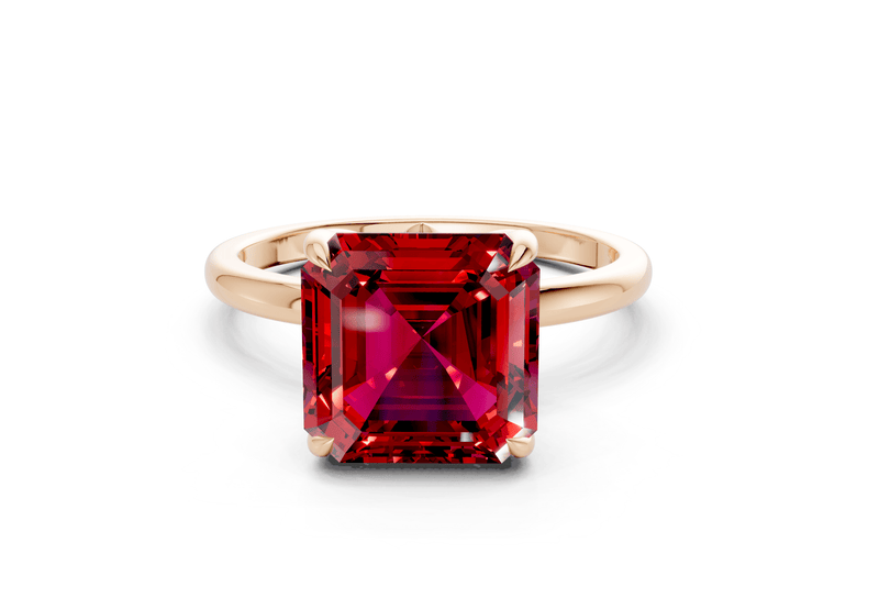 Skye Ruby Gemstone Solitaire Asscher Cut 1.8mm Engagement Ring - Ring Premier