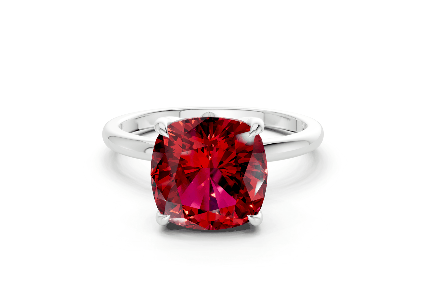 Skye Ruby Gemstone Solitaire Cushion Squareuare Cut 1.8mm Engagement Ring