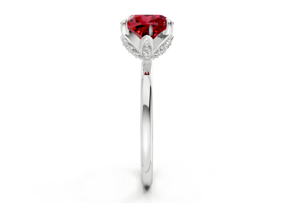 Skye Ruby Gemstone Solitaire Cushion Squareuare Cut 1.8mm Engagement Ring