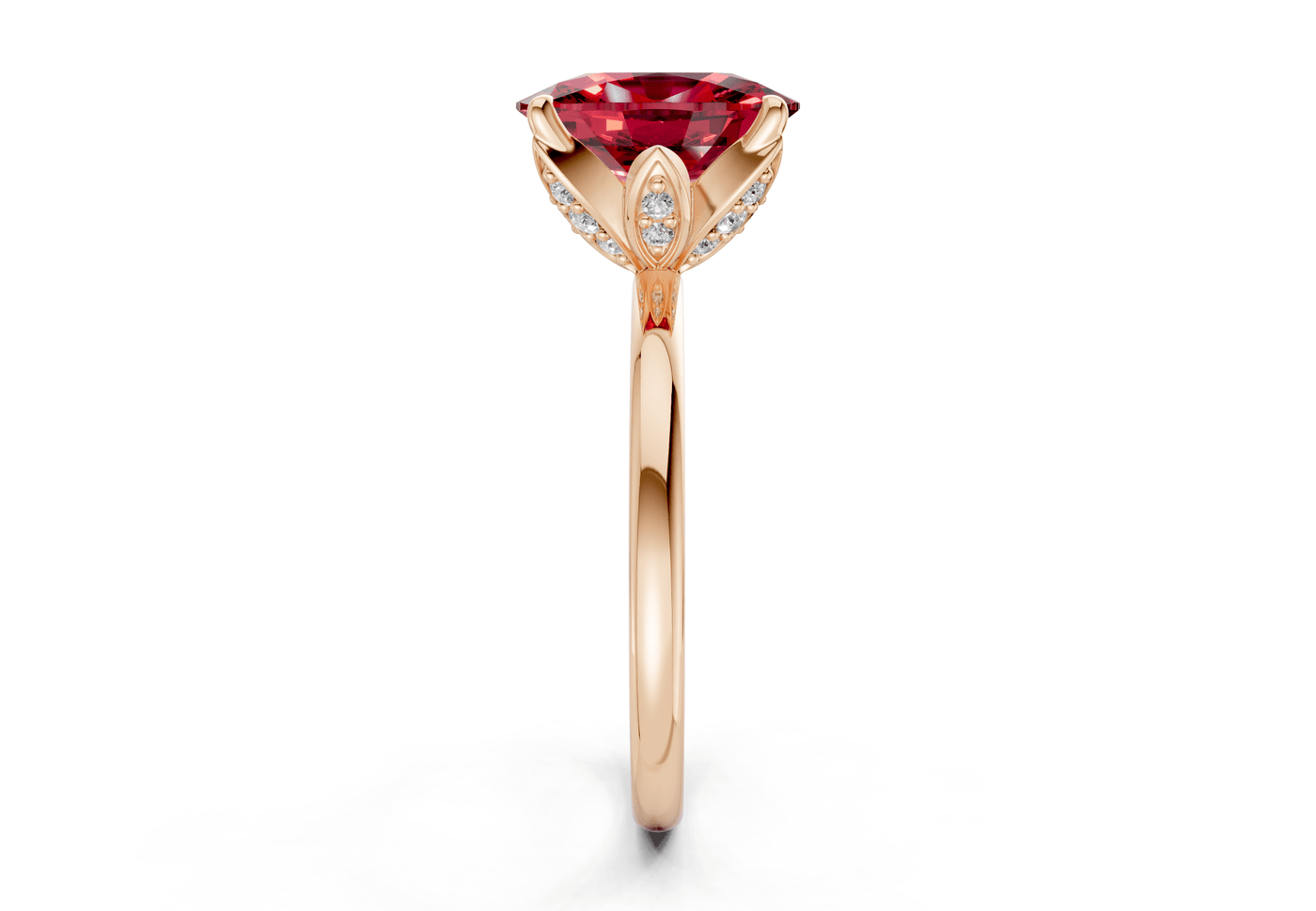 Skye Ruby Gemstone Solitaire Elongated Cushion Cut 1.8mm Engagement Ring