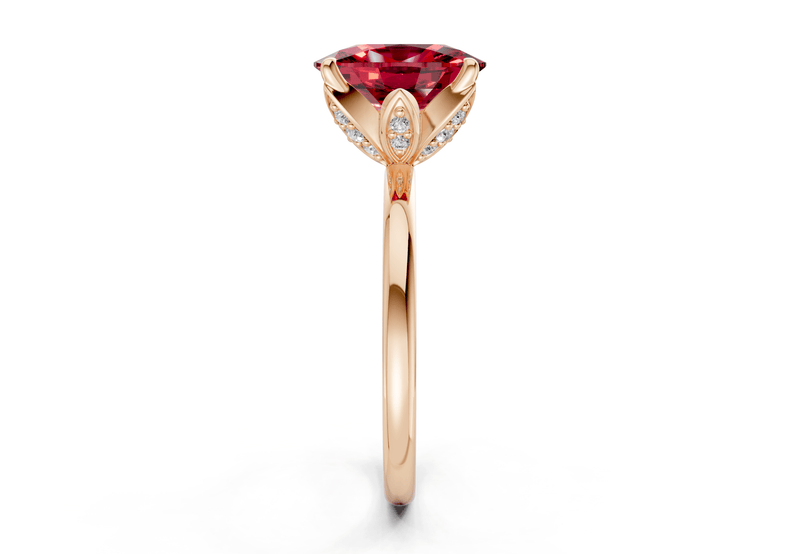 Skye Ruby Gemstone Solitaire Elongated Cushion Cut 1.8mm Engagement Ring - Ring Premier