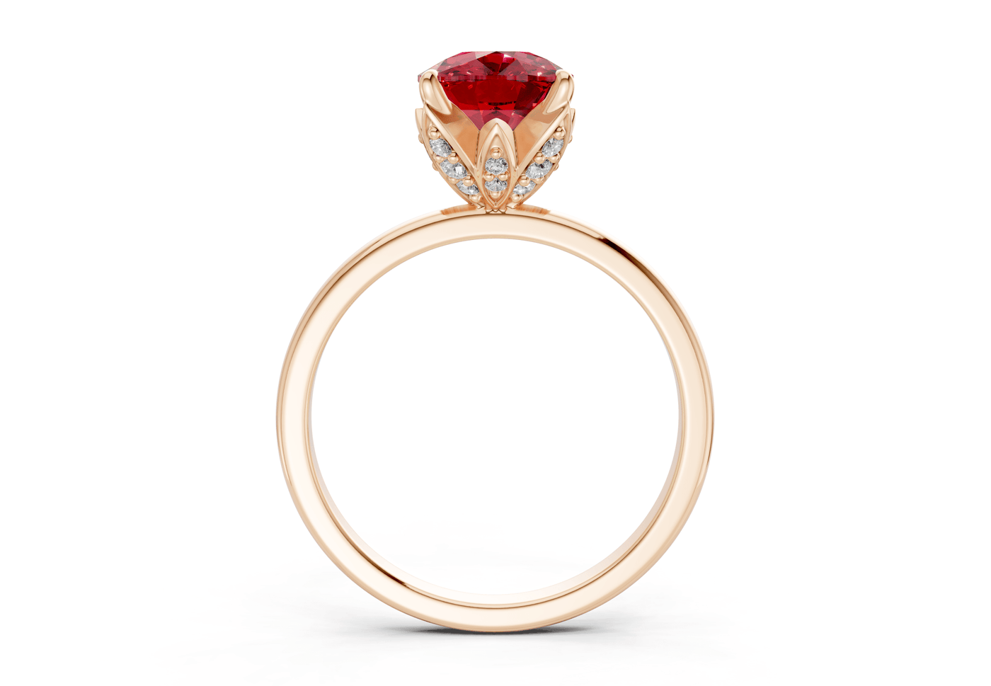 Skye Ruby Gemstone Solitaire Elongated Cushion Cut 1.8mm Engagement Ring