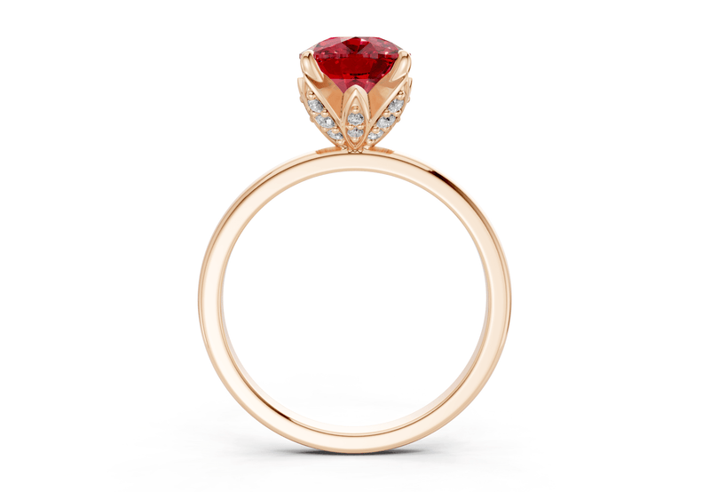 Skye Ruby Gemstone Solitaire Elongated Cushion Cut 1.8mm Engagement Ring - Ring Premier