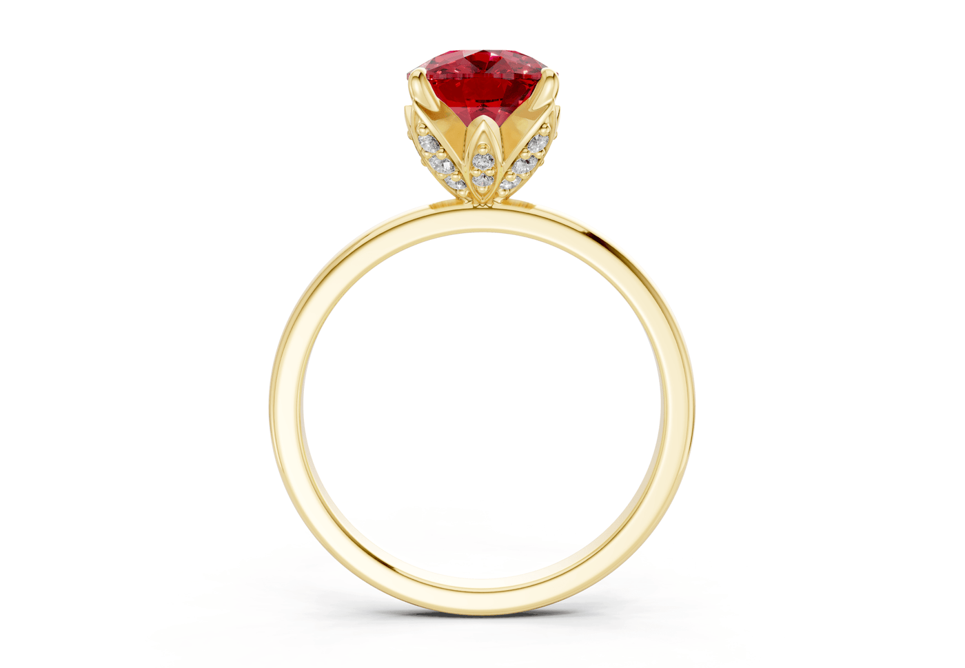 Skye Ruby Gemstone Solitaire Elongated Cushion Cut 1.8mm Engagement Ring