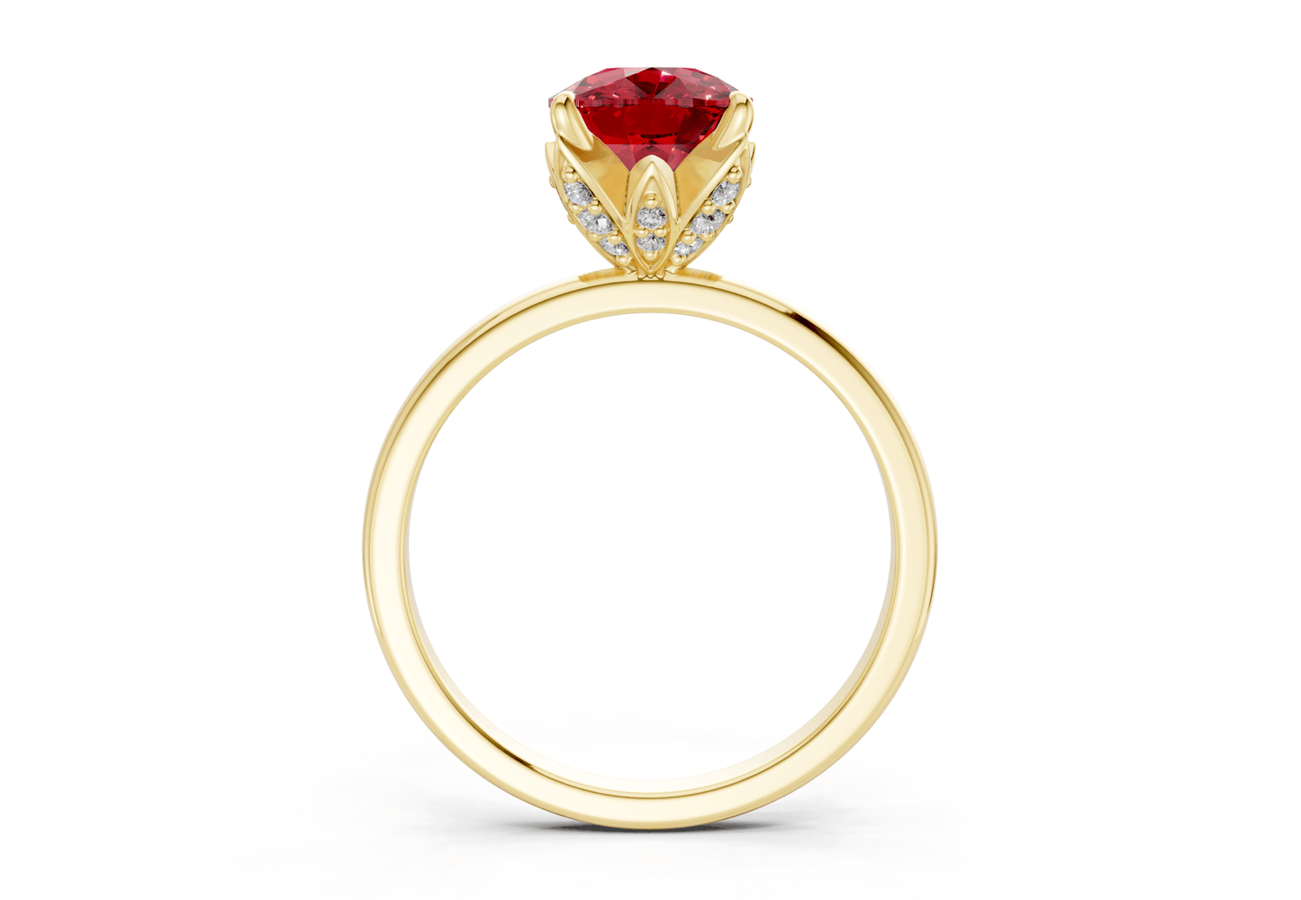 Skye Ruby Gemstone Solitaire Elongated Cushion Cut 1.8mm Engagement Ring - Ring Premier