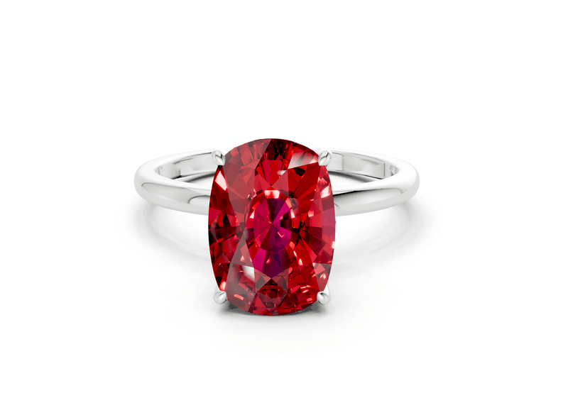 Skye Ruby Gemstone Solitaire Elongated Cushion Cut 1.8mm Engagement Ring - Ring Premier