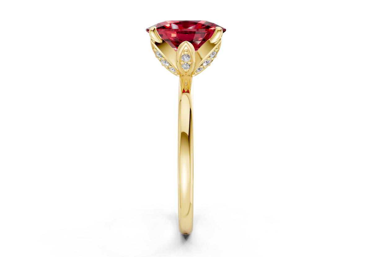 Skye Ruby Gemstone Solitaire Elongated Cushion Cut 1.8mm Engagement Ring