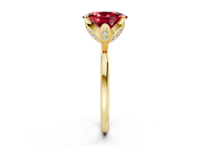 Skye Ruby Gemstone Solitaire Elongated Cushion Cut 1.8mm Engagement Ring - Ring Premier