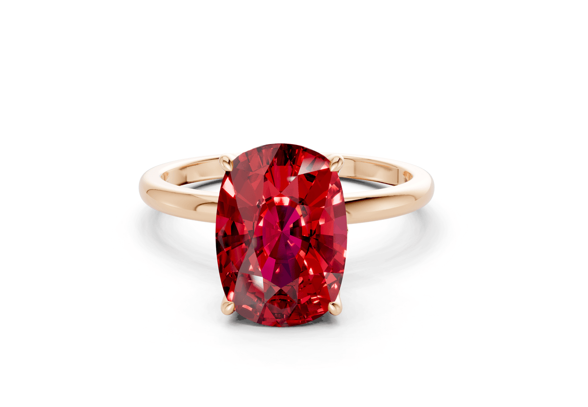 Skye Ruby Gemstone Solitaire Elongated Cushion Cut 1.8mm Engagement Ring