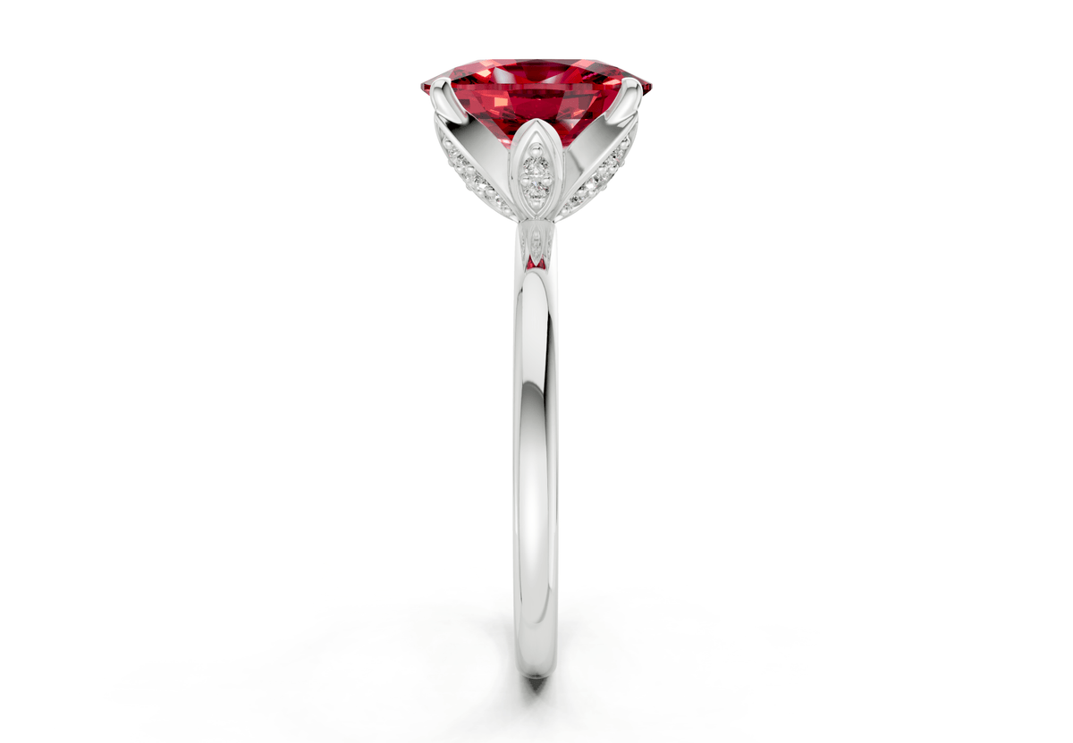 Skye Ruby Gemstone Solitaire Elongated Cushion Cut 1.8mm Engagement Ring