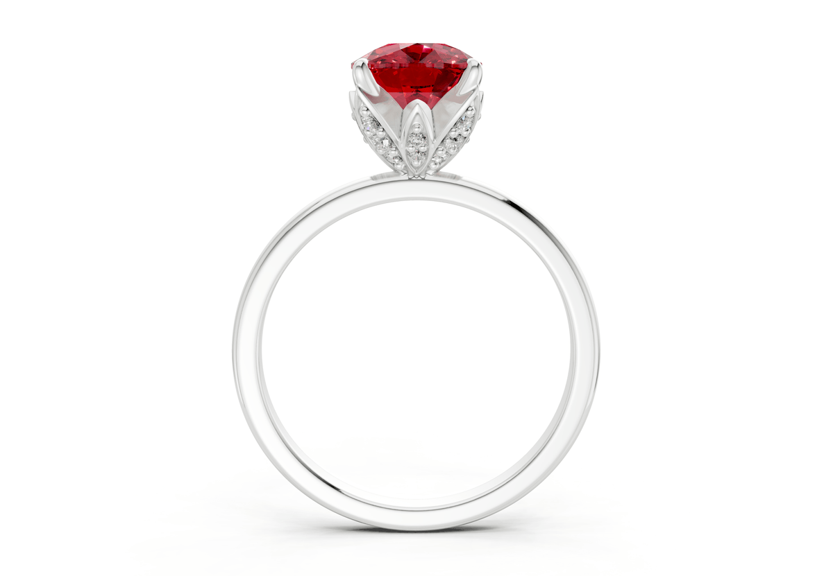 Skye Ruby Gemstone Solitaire Elongated Cushion Cut 1.8mm Engagement Ring