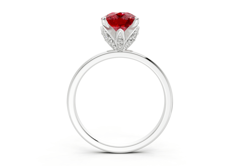 Skye Ruby Gemstone Solitaire Elongated Cushion Cut 1.8mm Engagement Ring - Ring Premier