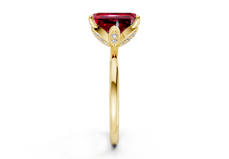 Skye Ruby Gemstone Solitaire Emerald Cut 1.8mm Engagement Ring - Ring Premier