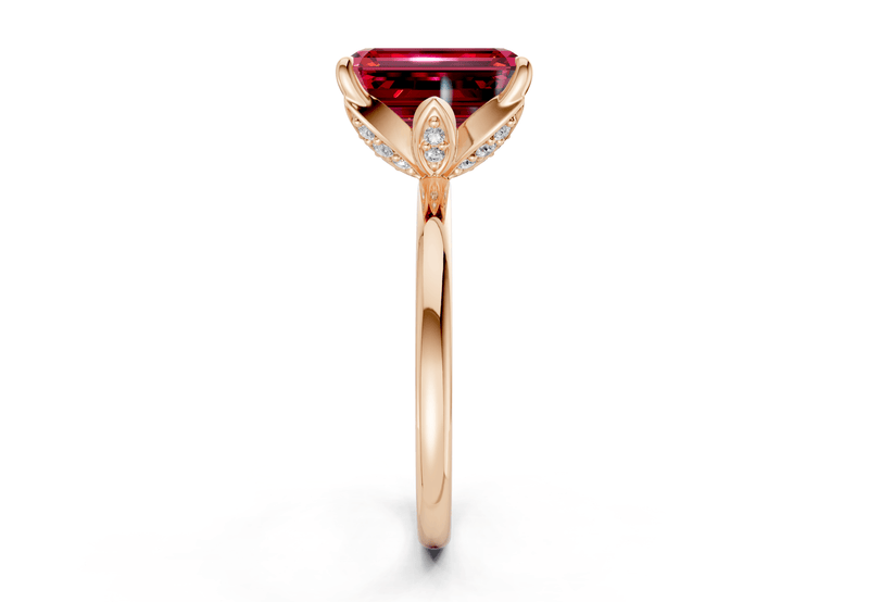 Skye Ruby Gemstone Solitaire Emerald Cut 1.8mm Engagement Ring - Ring Premier