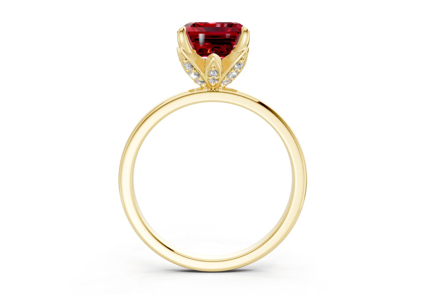 Skye Ruby Gemstone Solitaire Emerald Cut 1.8mm Engagement Ring - Ring Premier