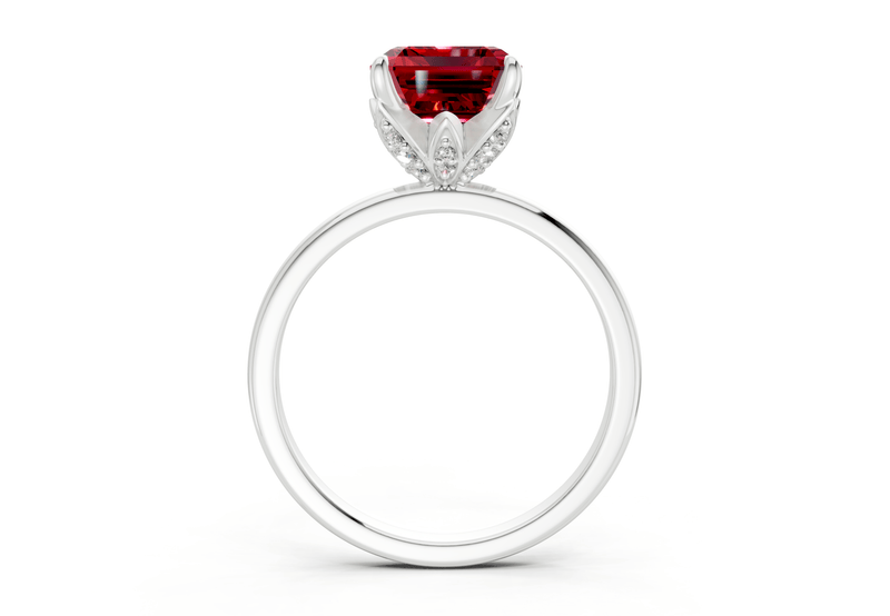 Skye Ruby Gemstone Solitaire Emerald Cut 1.8mm Engagement Ring - Ring Premier