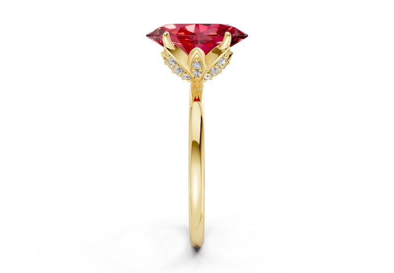 Skye Ruby Gemstone Solitaire Oval Cut 1.8mm Engagement Ring - Ring Premier
