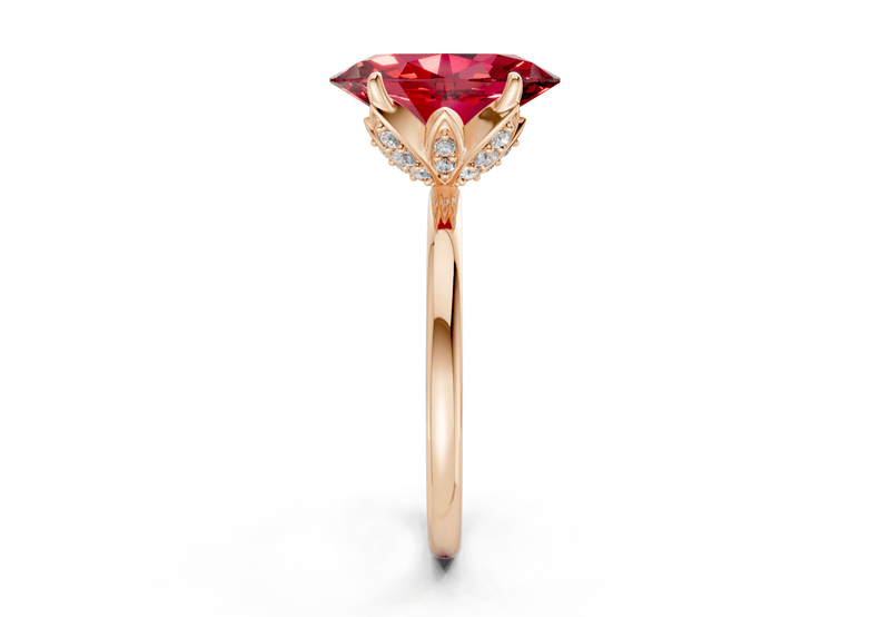 Skye Ruby Gemstone Solitaire Oval Cut 1.8mm Engagement Ring - Ring Premier
