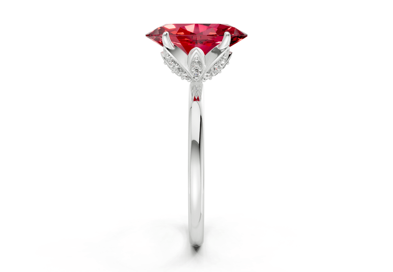 Skye Ruby Gemstone Solitaire Oval Cut 1.8mm Engagement Ring - Ring Premier