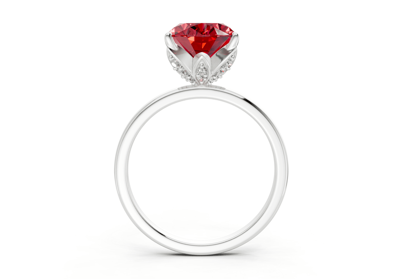 Skye Ruby Gemstone Solitaire Oval Cut 1.8mm Engagement Ring - Ring Premier