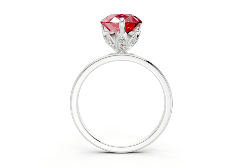 Skye Ruby Gemstone Solitaire Pear Cut 1.8mm Engagement Ring - Ring Premier