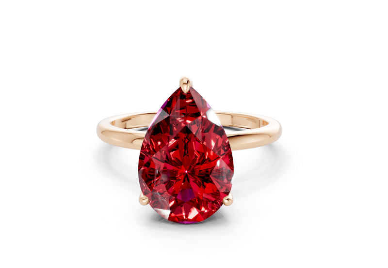 Skye Ruby Gemstone Solitaire Pear Cut 1.8mm Engagement Ring - Ring Premier