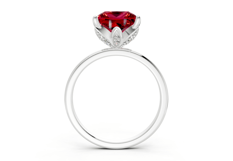 Skye Ruby Gemstone Solitaire Princess Cut 1.8mm Engagement Ring - Ring Premier