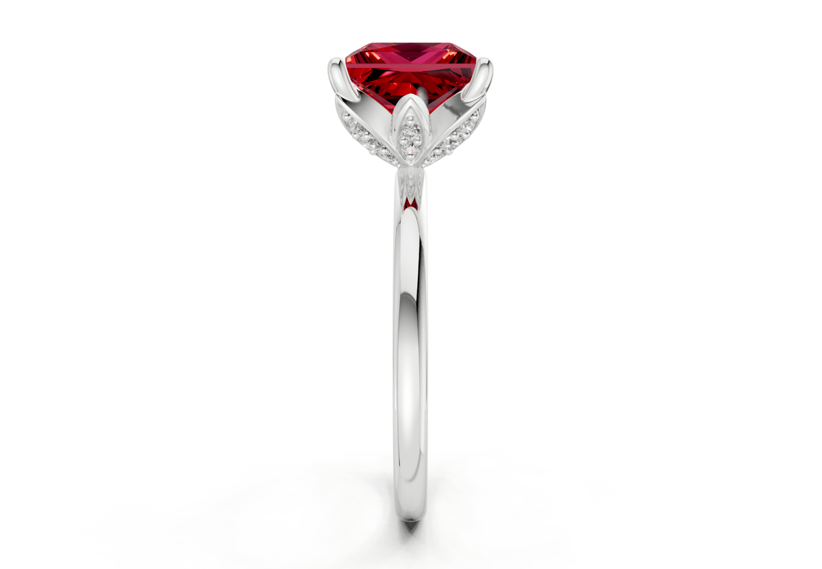 Skye Ruby Gemstone Solitaire Princess Cut 1.8mm Engagement Ring