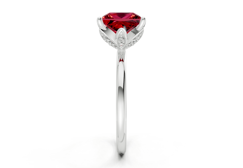 Skye Ruby Gemstone Solitaire Princess Cut 1.8mm Engagement Ring - Ring Premier