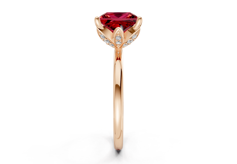 Skye Ruby Gemstone Solitaire Princess Cut 1.8mm Engagement Ring - Ring Premier