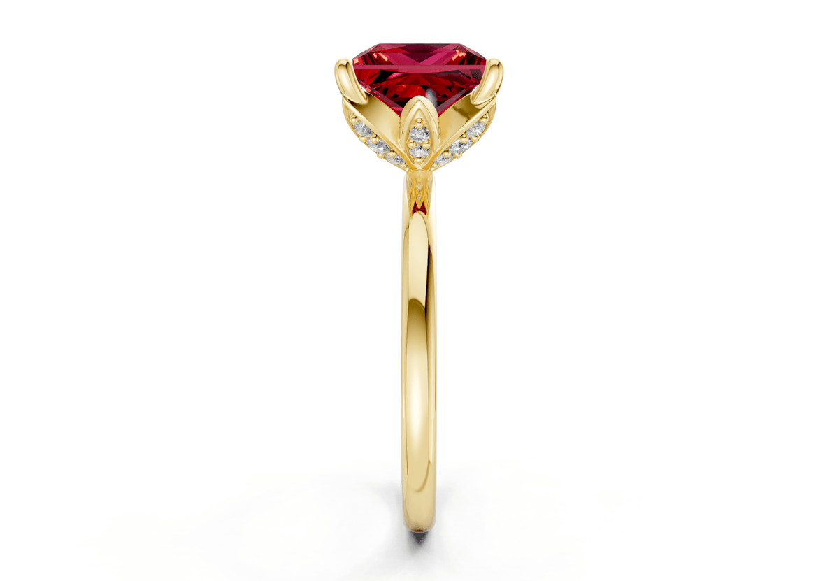 Skye Ruby Gemstone Solitaire Princess Cut 1.8mm Engagement Ring