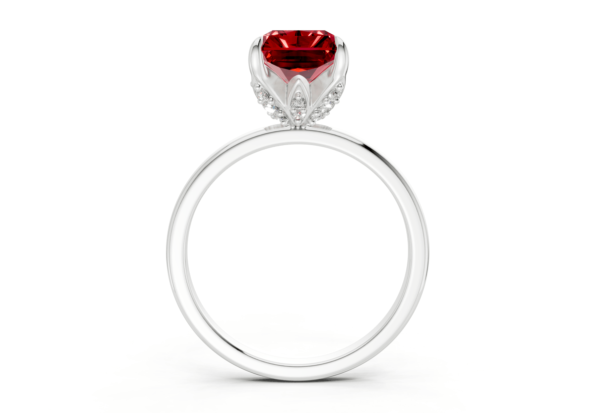 Skye Ruby Gemstone Solitaire Radiant Cut 1.8mm Engagement Ring