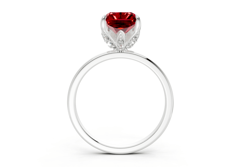 Skye Ruby Gemstone Solitaire Radiant Cut 1.8mm Engagement Ring - Ring Premier