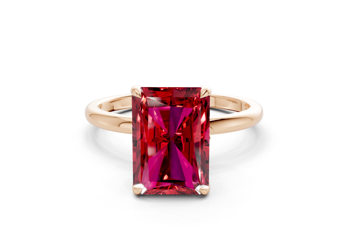 Skye Ruby Gemstone Solitaire Radiant Cut 1.8mm Engagement Ring
