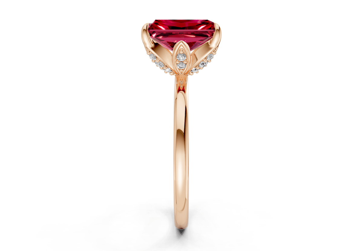 Skye Ruby Gemstone Solitaire Radiant Cut 1.8mm Engagement Ring