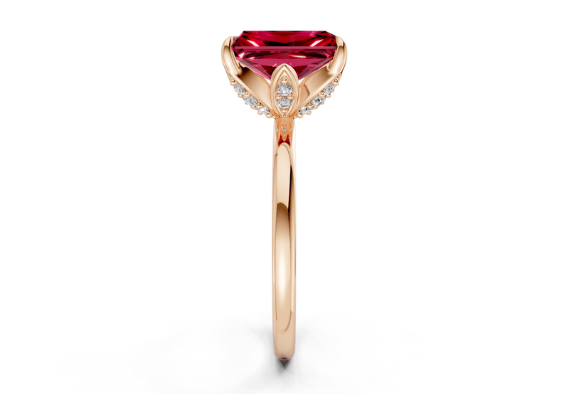 Skye Ruby Gemstone Solitaire Radiant Cut 1.8mm Engagement Ring - Ring Premier