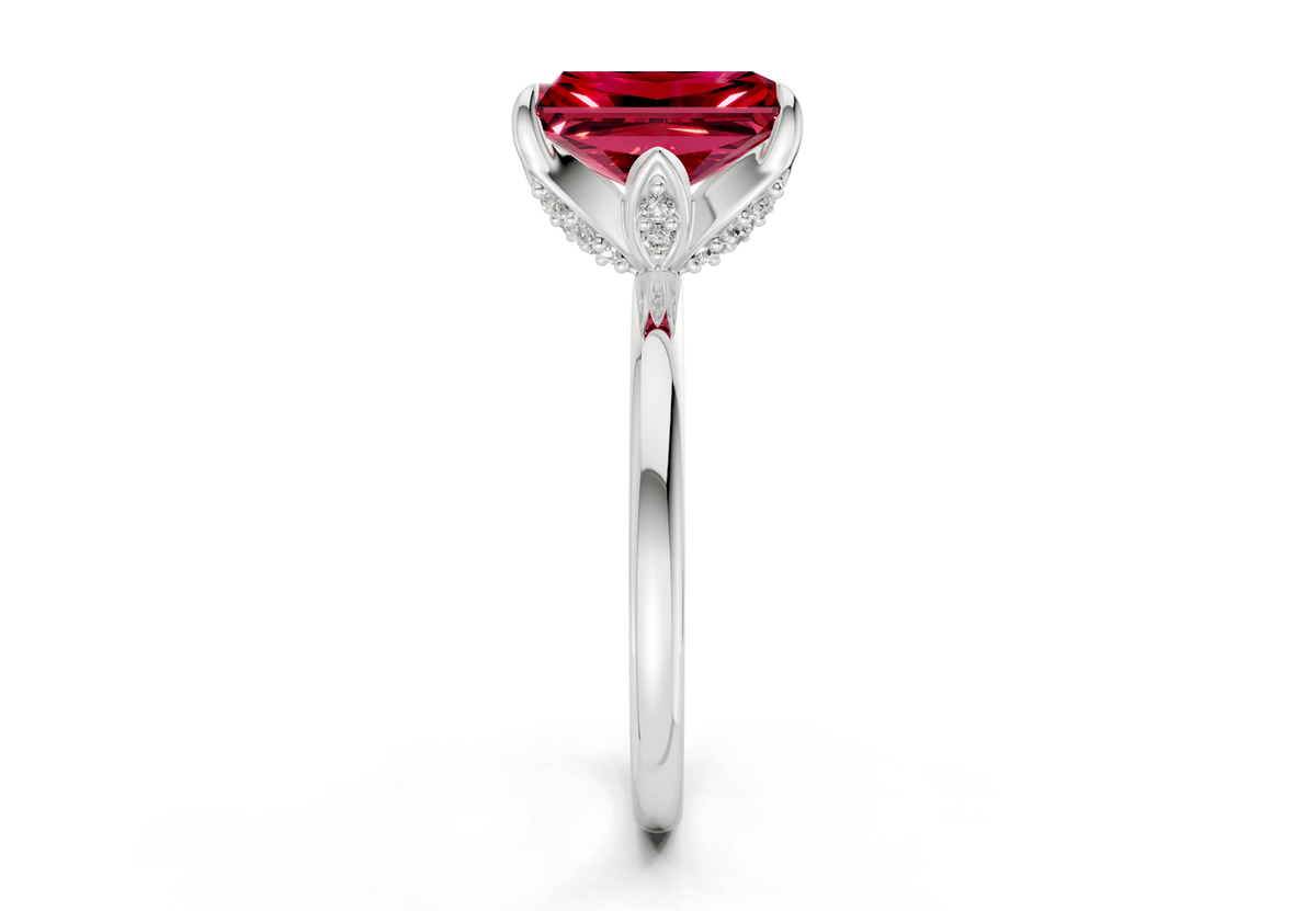 Skye Ruby Gemstone Solitaire Radiant Cut 1.8mm Engagement Ring