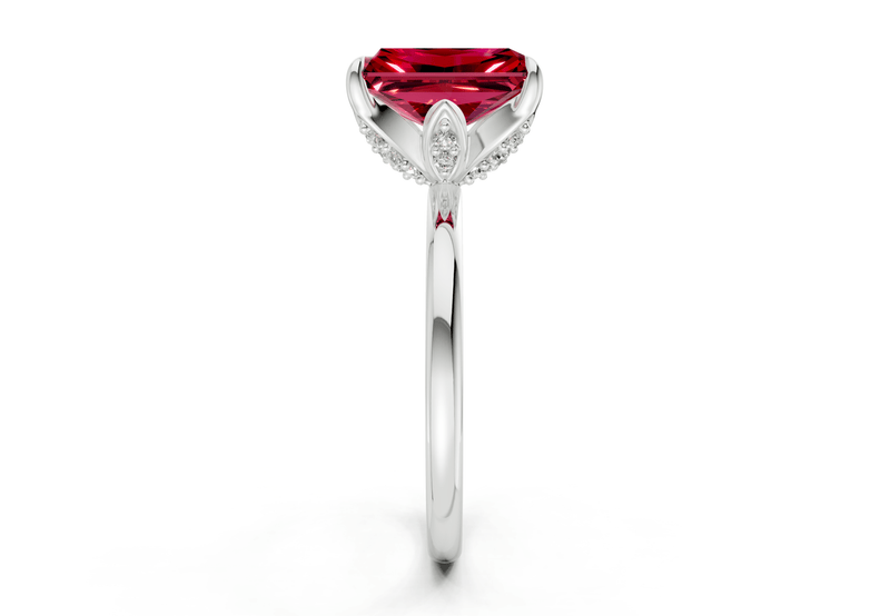 Skye Ruby Gemstone Solitaire Radiant Cut 1.8mm Engagement Ring - Ring Premier