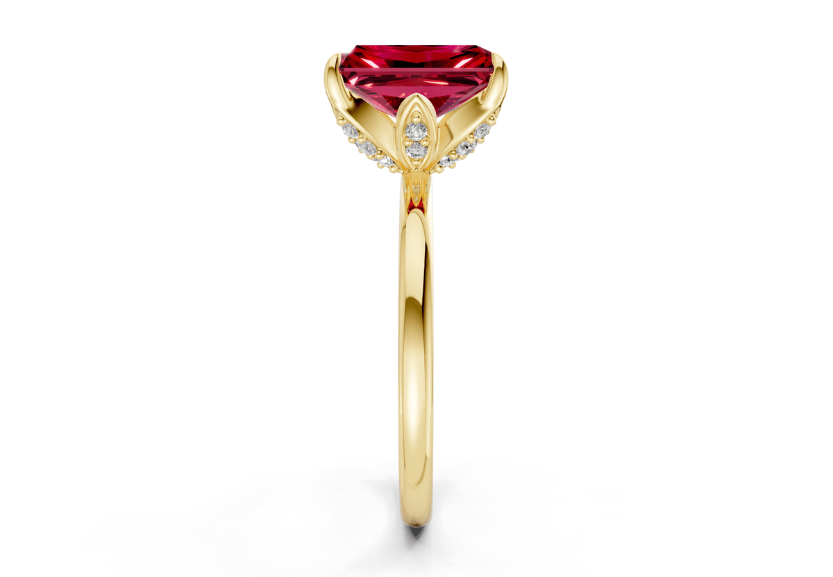 Skye Ruby Gemstone Solitaire Radiant Cut 1.8mm Engagement Ring