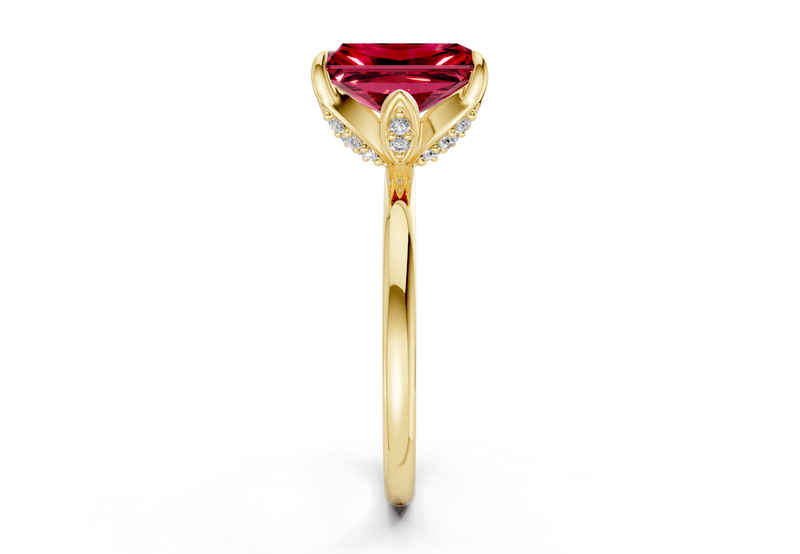 Skye Ruby Gemstone Solitaire Radiant Cut 1.8mm Engagement Ring - Ring Premier
