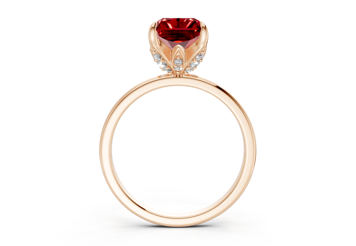 Skye Ruby Gemstone Solitaire Radiant Cut 1.8mm Engagement Ring