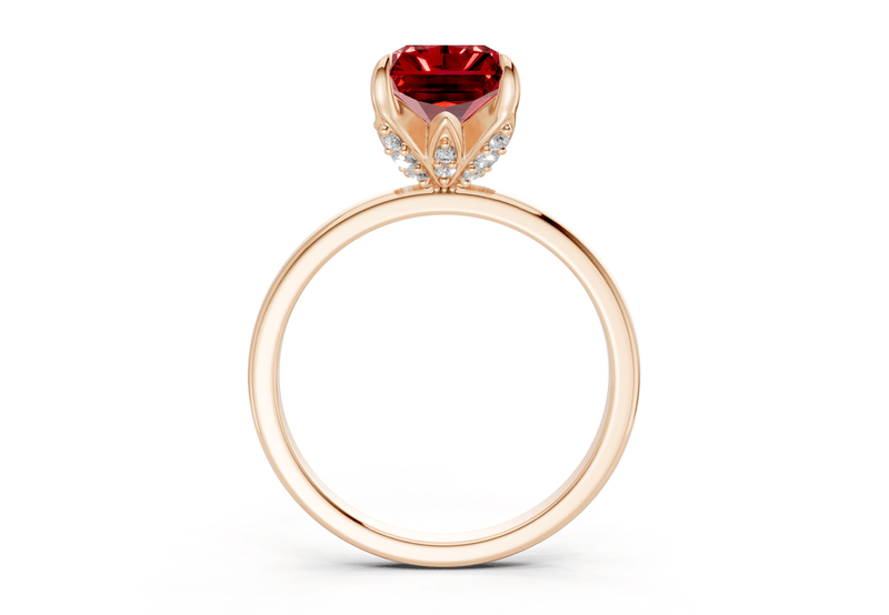 Skye Ruby Gemstone Solitaire Radiant Cut 1.8mm Engagement Ring - Ring Premier