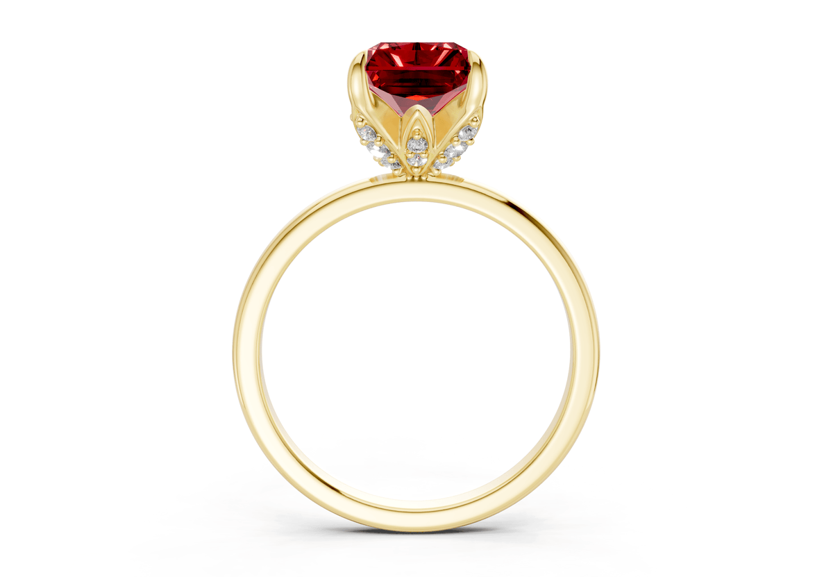 Skye Ruby Gemstone Solitaire Radiant Cut 1.8mm Engagement Ring