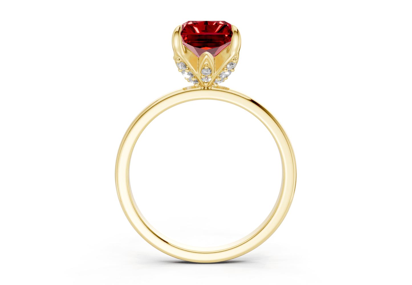 Skye Ruby Gemstone Solitaire Radiant Cut 1.8mm Engagement Ring - Ring Premier