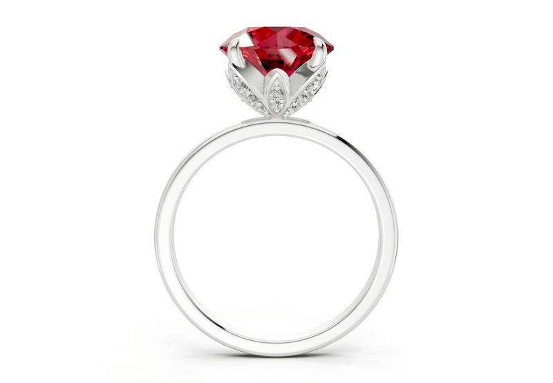 Skye Ruby Gemstone Solitaire Round Cut 1.8mm Engagement Ring - Ring Premier