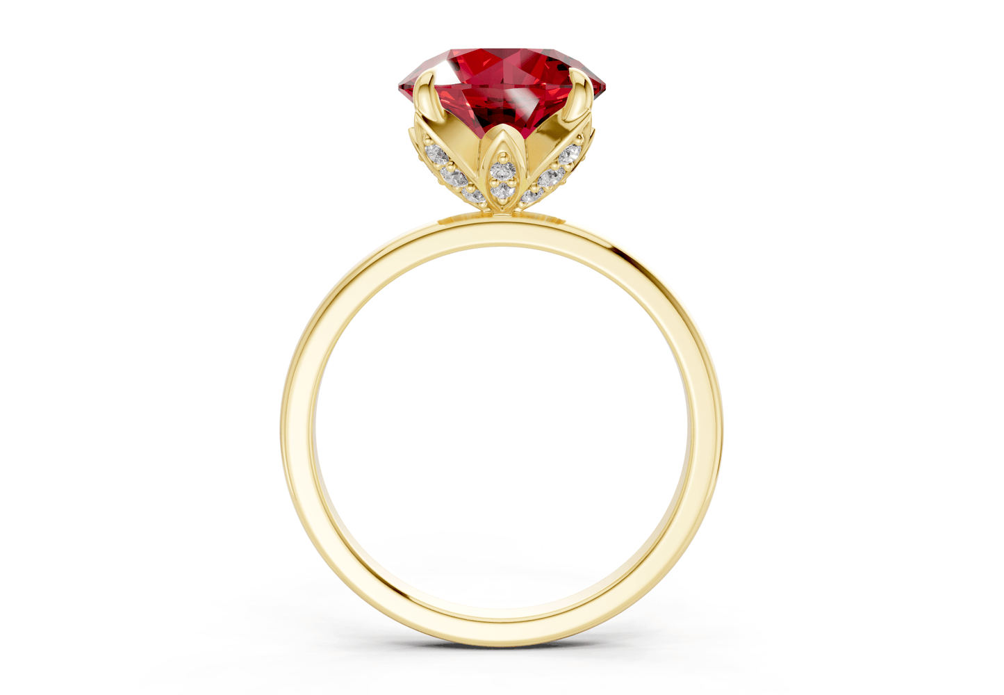 Skye Ruby Gemstone Solitaire Round Cut 1.8mm Engagement Ring - Ring Premier
