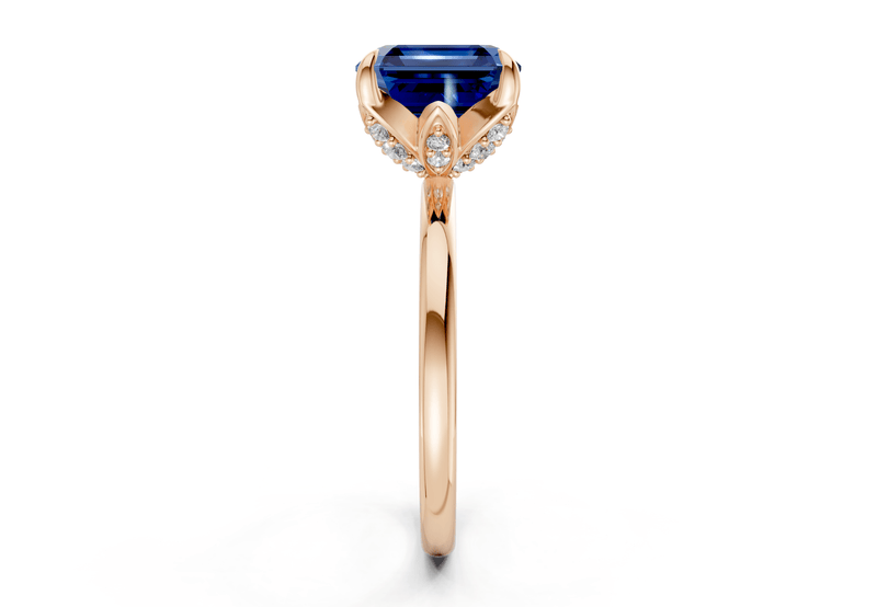 Skye Sapphire Gemstone Solitaire Asscher Cut 1.8mm Engagement Ring - Ring Premier