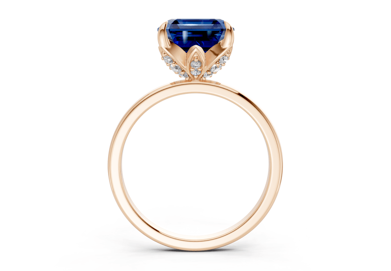 Skye Sapphire Gemstone Solitaire Asscher Cut 1.8mm Engagement Ring - Ring Premier