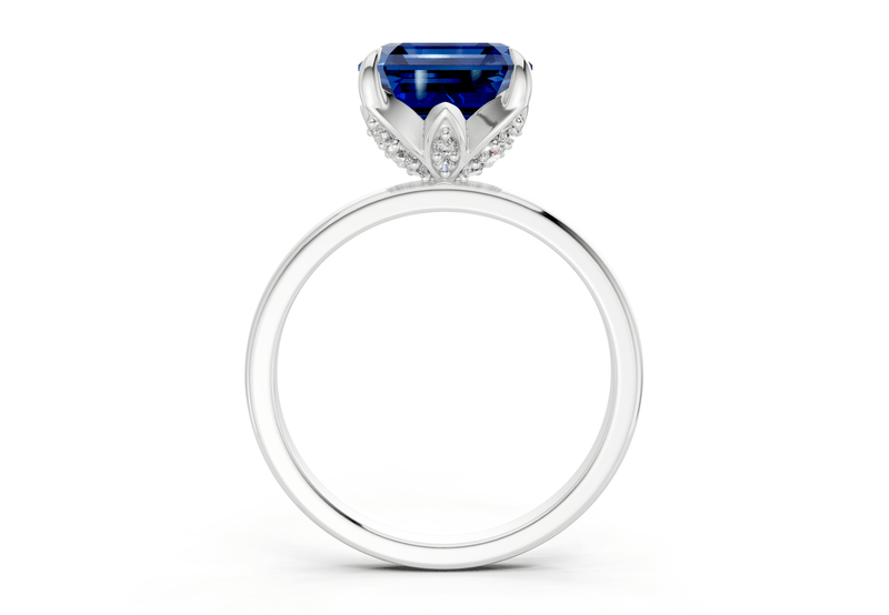 Skye Sapphire Gemstone Solitaire Asscher Cut 1.8mm Engagement Ring - Ring Premier